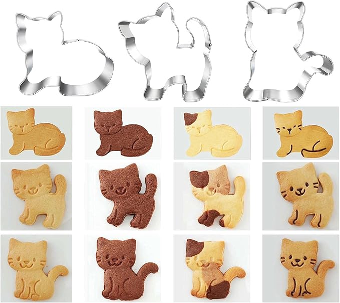 Kitty Cat Cookie Cutter Set-6 Piece-Cat Face, Kitty Butt, Paw and 3 Cute Shapes Molds for Cat Themed Party