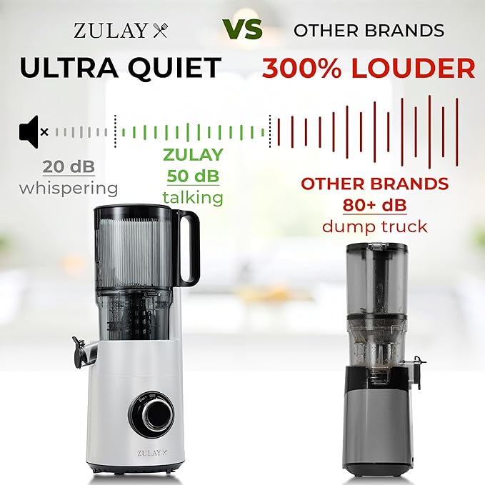 Zulay Cold Press Juicer, 5.5" Chute, Slow Masticating Juicer Machine for High Juice Yield, Easy to Clean Stainless Steel Blades for juicing Whole Fruits & Vegetables "extractor de jugos y vegetales"