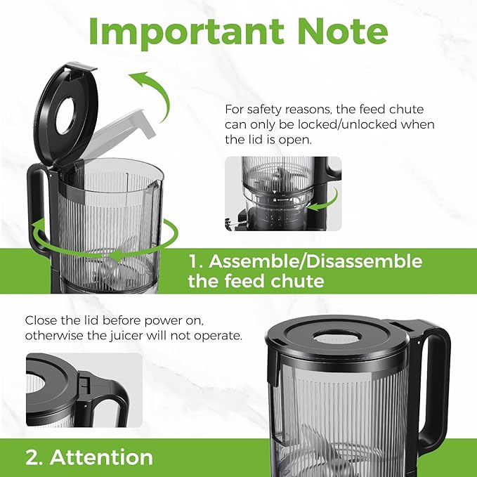Cold Press Juicer, 5'' Wide Feed Chute Juice Maker, OSTBA Juicer Machine for Whole Vegetables and Fruits, High Juice Yield, Easy to Clean, BPA Free
