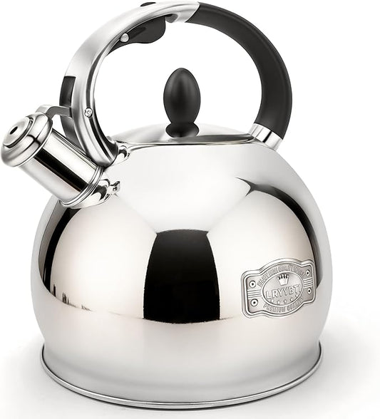 Whistling Tea Kettle for Stovetop, (2.64 Quart-Mirror） Food Grade Stainless Steel Teapot of 5-layer base