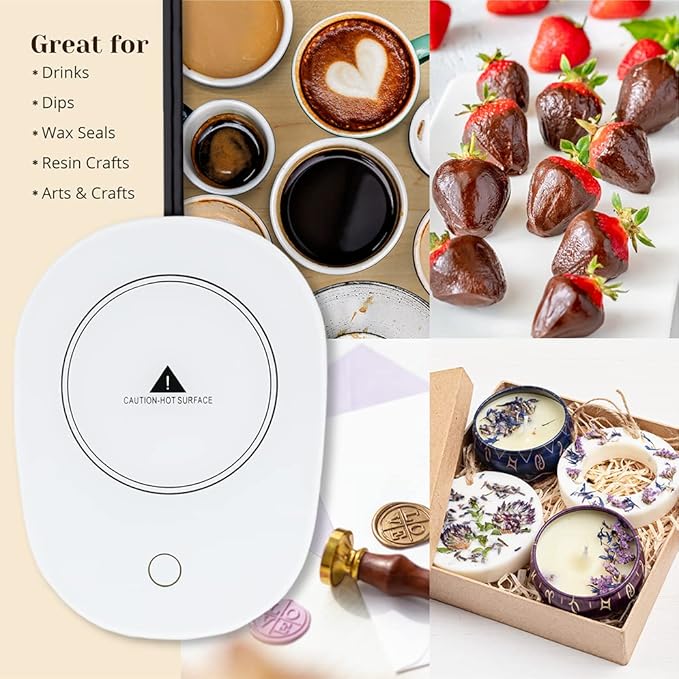 Amruta Auto On/Off Gravity Induction Coffee Mug Warmer, Warming Plate for Coffee Mugs Tea Cups, Great for Beverages Coffee, Tea, Cocoa, Milk, Water (Warmer-White)