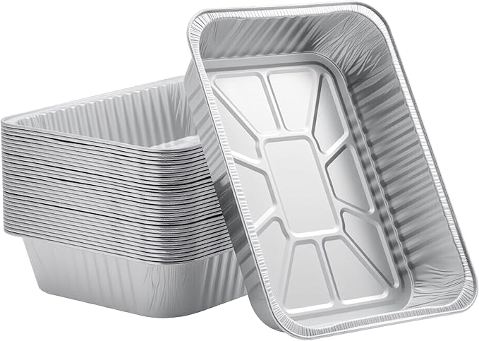 BondOnLum Disposable Aluminum Foil Pan, Family Size Baking Container, Deep Rectangular,9×13 Half Size,Tin Pans for Roasting,Catering,Picnic or Holiday needs (30 Pack)