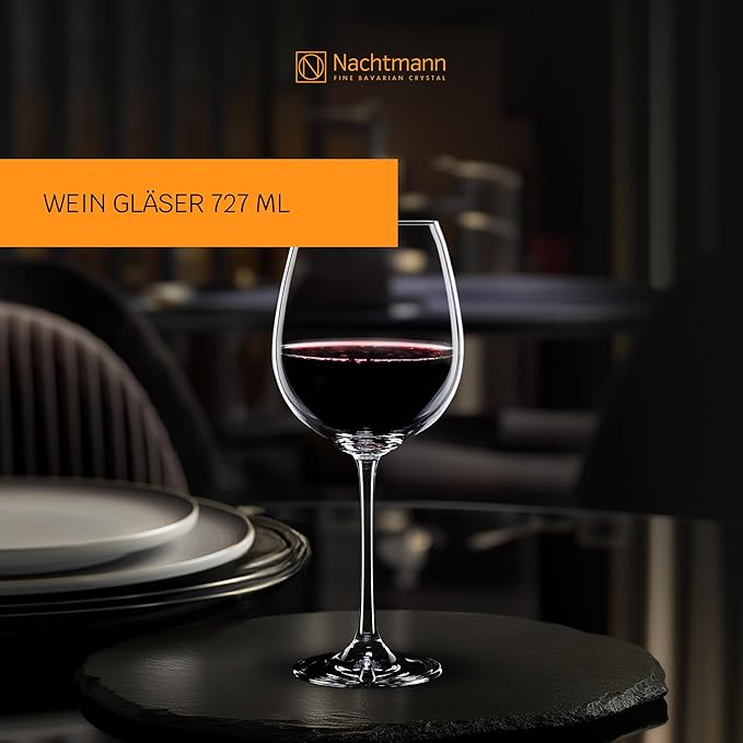 Nachtmann Vivendi 25 oz Red Wine Glasses – Set of 4 Lead-Free Elegant Crystal Stemware with Long Stems & Thin-Walled Tulip Shape, Ideal for Cabernet, Pinot Noir & Bordeaux, Break-Resistant