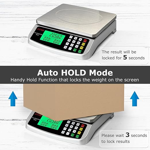 110lb Commercial Food Scale, Large Digital Kitchen Scale with Hold Mode, Tare, PCS, 5 Units, Price Computing, 304 Stainless Steel for Baking, Cooking, Meat, Counting Adapter (Inc.)