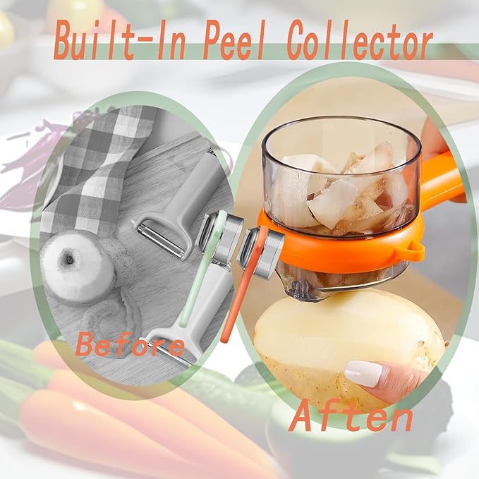 Multifunctional Peeler with Storage Box, Vegetable for Kitchen, Stainless Steel Double Sided Storage for Kitchen use, Fruit Peeler, Safe and efficient Peeling(2Pcs)