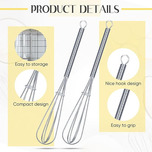 Baderke 10 Pcs Mini Whisk Bulk Small Whisks for Cooking 304 Stainless Steel Tiny Whisk for Baking, Whipping, Beating Eggs, Mixing Sauces, Blending Ingredients (6 Inch)