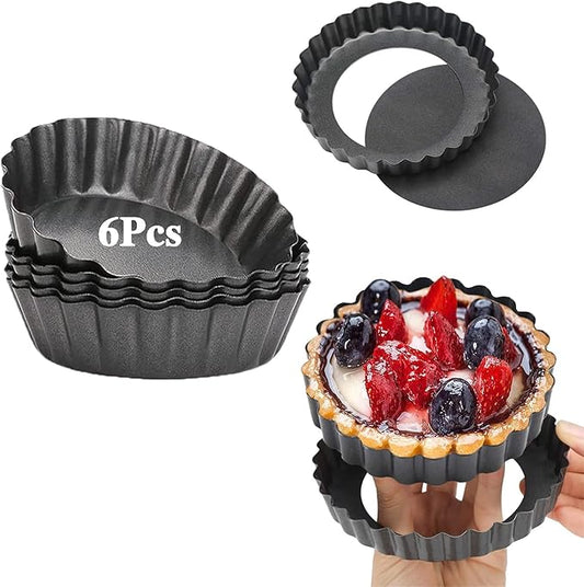 Xstronq Tart Pans 4 Inch with Removable Bottom Fluted Pie Tart Pans, Round Non-Stick Pan Quiche Pan, for Baking Pizza Mousse Cakes, Christmas Dessert