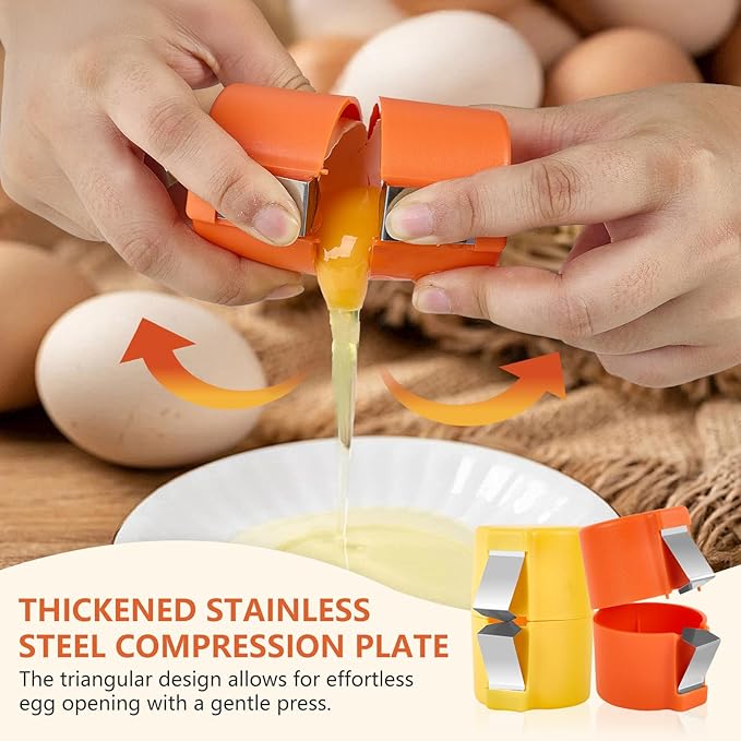 Egg Opener, Stainless Steel & Plastic, Orange, Ideal for Raw & Boiled Eggs, Kitchen Gadget