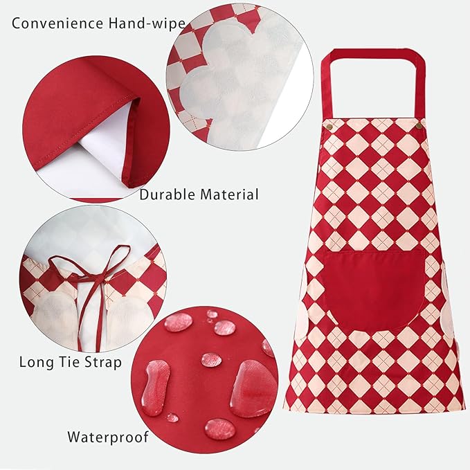 DILLMAN 2 Pack Floral Aprons with Pocket Blooming Womens Waterproof Adjustable Cooking Aprons Kitchen Gardening Salon