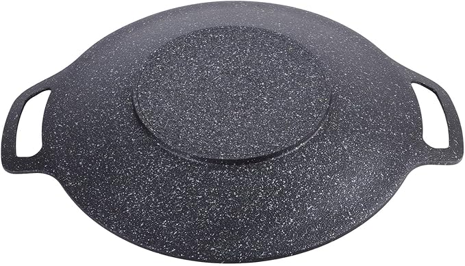Korean Grill Pan with Non Stick Coating BBQ Griddle for Indoor and Outdoor Cooking Black (38cm)