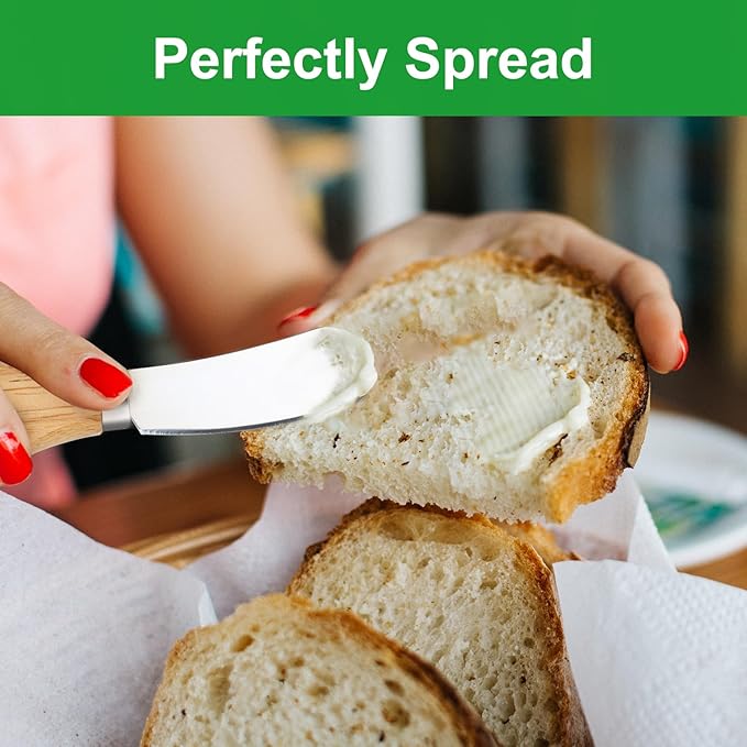 20 Pcs Cheese Spreader Knives, Mini Butter Spreader with Wooden Handle, Stainless Steel Cheese Knife Set for Charcuterie Board, Sandwich, Appetizers, Cocktail Spreading