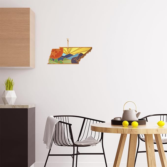 Totally Bamboo Tennessee State Shaped Cutting Board and Charcuterie Serving Platter with Artwork by Summer Stokes, Includes Hang Tie for Wall Display