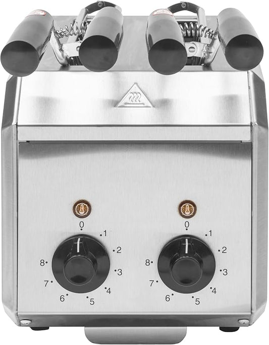 8 Inch Electric Sandwich Toaster, Polished Top and Bottom with SUS 304 Tongs, 8 Minutes Timer,Suitable for Home&Commercial Use. (Grey)