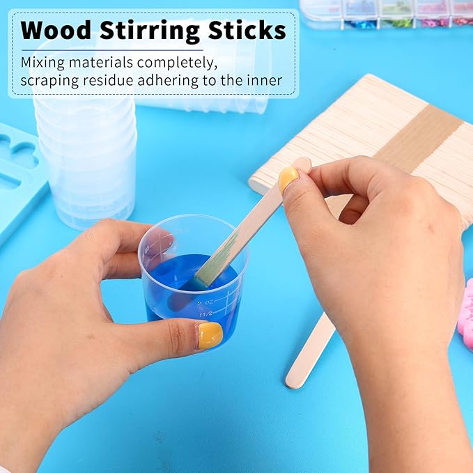 Konohan 400 Pack 2oz/60ml Plastic Mixing Cups Disposable Measuring Cups, Epoxy Bulk Clear Beaker with Graduated and Mixing Sticks for Resin, Laboratory, Liquid, Acrylic Paint Art, Medicine