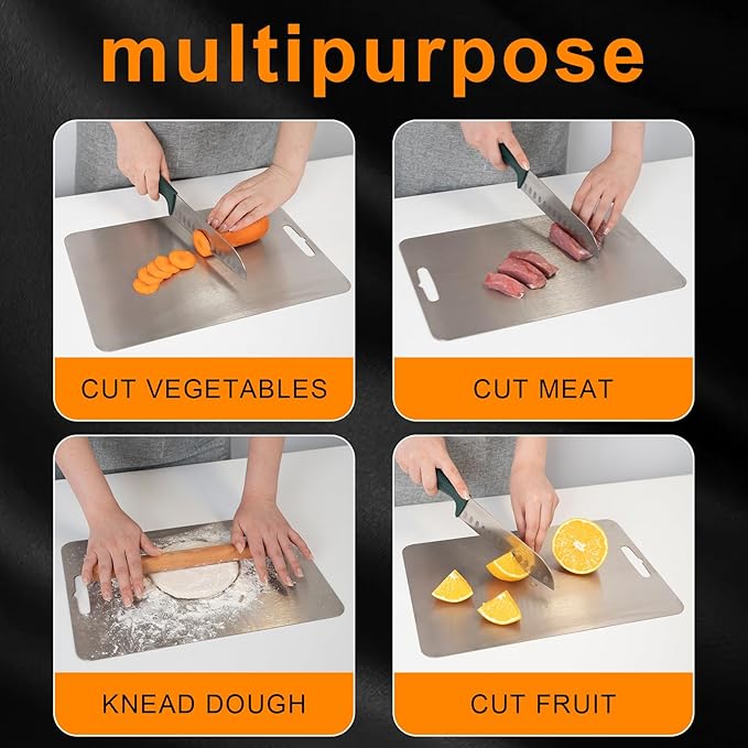 Titanium Cutting Board, 100% Pure Titanium Metal Cutting Boards for Kitchen,Double Sided Food Grade Chopping Board for Cutting Meats, Fruits and Vegetables(18''L×11.8''W)