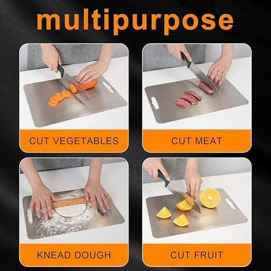 Titanium Cutting Board, 100% Pure Titanium Metal Cutting Boards for Kitchen,Double Sided Food Grade Chopping Board for Cutting Meats, Fruits and Vegetables(18''L×11.8''W)