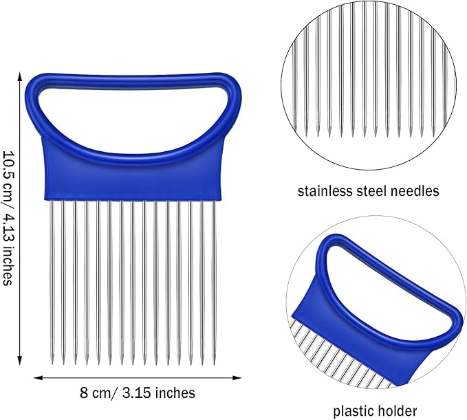 4 Pieces Onion Holder Slicer Stainless Steel Vegetable Tomato Holder Slicer Cutter for Kitchen Worker Safety Cooking Tools, 4 Colors