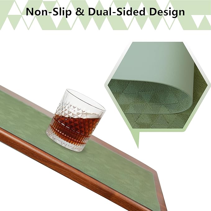 Jovono Faux Leather Placemats Set of 6, 17.8"x11.8", Waterproof & Oil-Proof Table Mats, Easy-Clean Washable Kitchen Place Mats for Dining Table, Fabric Texture, Sage Green Mat