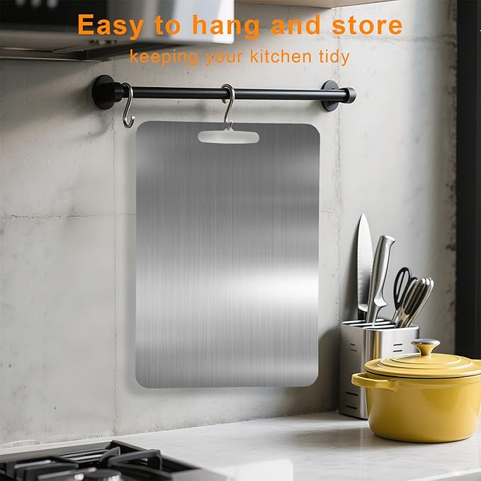 Titanium Cutting Board, 100% Pure Titanium Metal Cutting Boards for Kitchen,Double Sided Food Grade Chopping Board for Cutting Meats, Fruits and Vegetables(18''L×11.8''W)