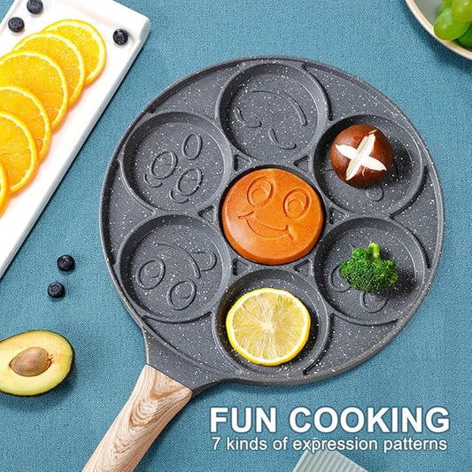 Pancake Pan Induction - Nonstick 10 Inch Pancake Maker 7-Cup Blini Pan Silver Dollar Pancake Pan for Kids