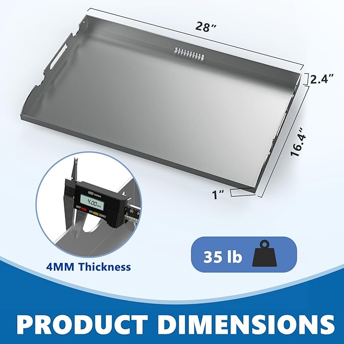 SafBbcue Upgrade 28" Griddle Replacement Top for Blackstone 28 inch Tabletop Griddle 1517 1856 1883 2094 1963 1924 Replacement Parts, 28 inch Flat Top Grill with Handy Handle, Carbon Steel