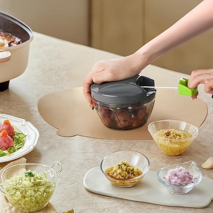 Ibergrif M501 Manual Onion Cutter, Multifunctional Onion Chopper, Multi Chopper with Lid, BPA-Free, Easy Pull Chopper Manual for Onions, Garlic, Nuts