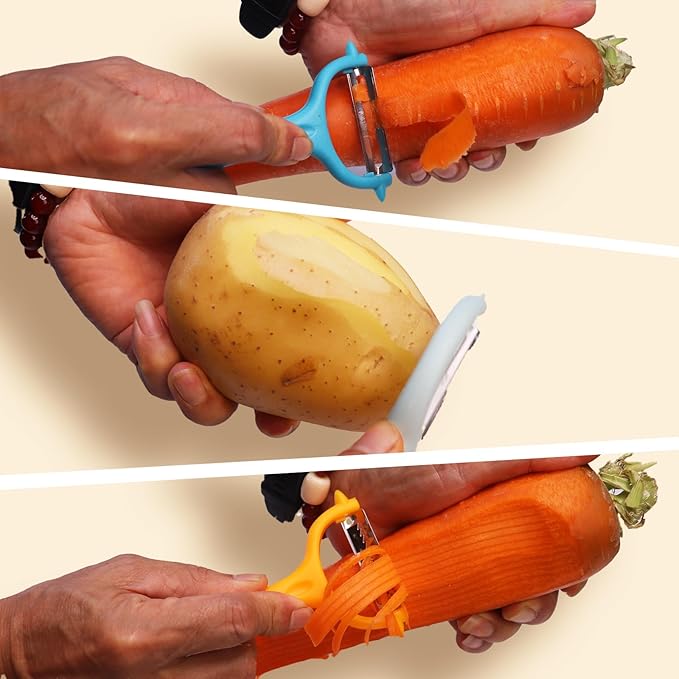 Vegetable Potato Peelers 3 Piece Set, I and Y Carrot Peeler, Stainless Steel Julienne Peeler，for Apple Fruit Carrot Zucchini Cucumber Potatoes PP Non-Slip Handle