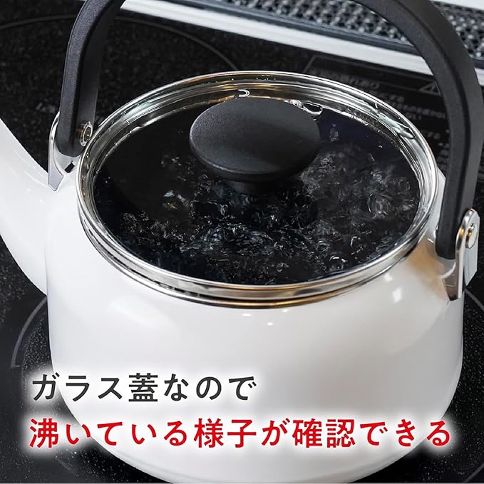 Fuji Enameled Glass Lid Kettle, 0.6 gal (2.0 L), Sky Gray AMZ-2.0K.SG