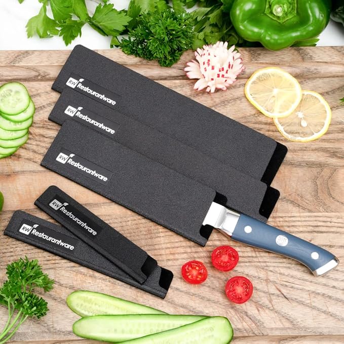 Restaurantware Sensei 6.5 x 2 Inch Knife Sleeve 1 Knife Protector - Fits Utility Knife Felt Lining Black Plastic Knife Blade Guard Durable Cut-Proof
