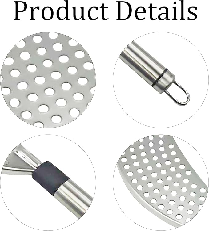 2Pcs Crescent Pot Strainer Stainless Steel Handheld, Versatile Kitchen Tool for Draining Spaghetti, Noodles, Vegetables, and Fruits