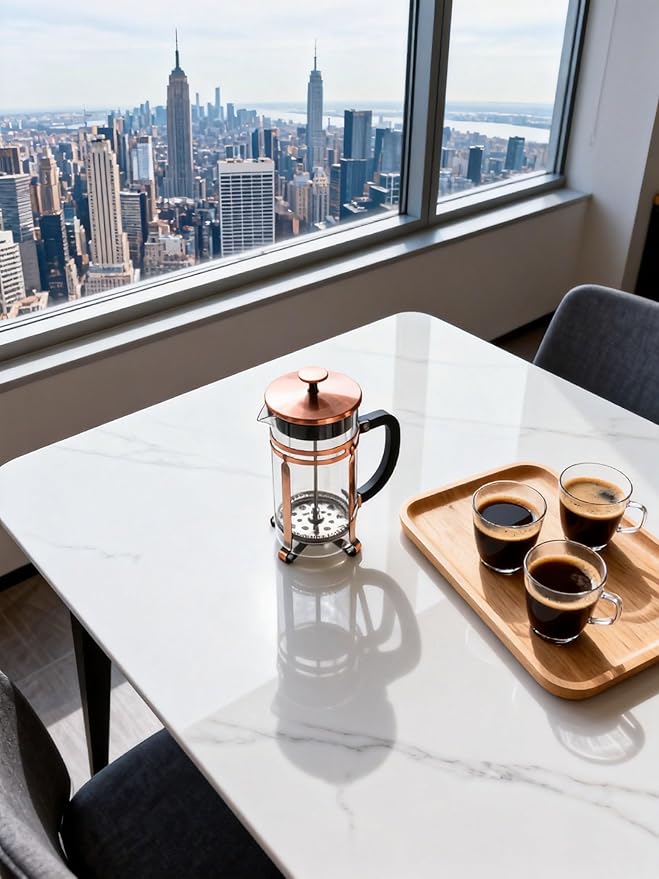 French Press Coffee Maker 34 oz , 304 Stainless Steel Double Mesh Filter, Borosilicate Glass, Heat-Resistant, BPA-Free, Large Capacity for Family & Office, Great Gift