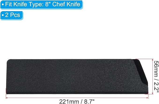 PATIKIL ABS Knife Cover Sleeves for 8" Chef Knife, 2 Pack Knives Edge Guard Blade Protector Universal Knife Sheath for Home Kitchen, Black