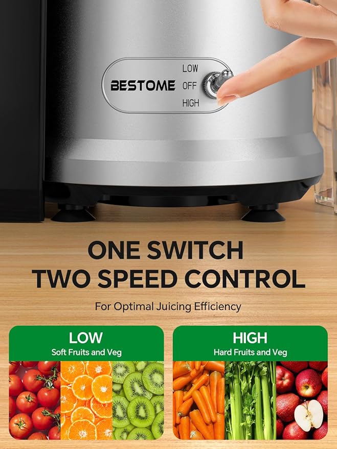 Juicer Machine, 1200W Juicer with 3" Feed Chute for Whole Fruits and Veg, Dual Speeds Centrifugal Juice Extractor, High Juice Yield, Full Copper Motor, Easy to Clean, BPA Free