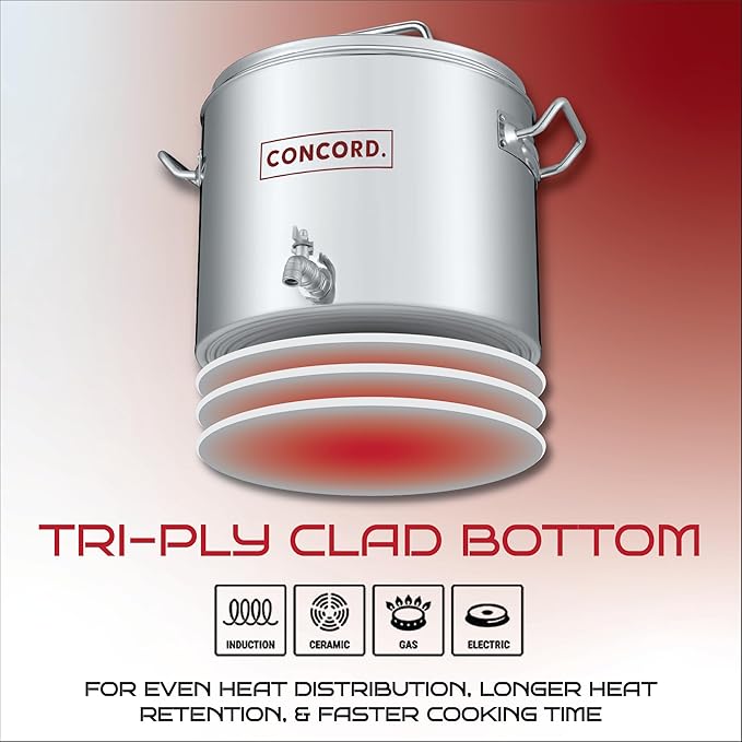 Concord Stainless Steel S Series Insulated Double Wall Stock Pot. Outdoor Kettle, great for temperature retention (60 Quart)