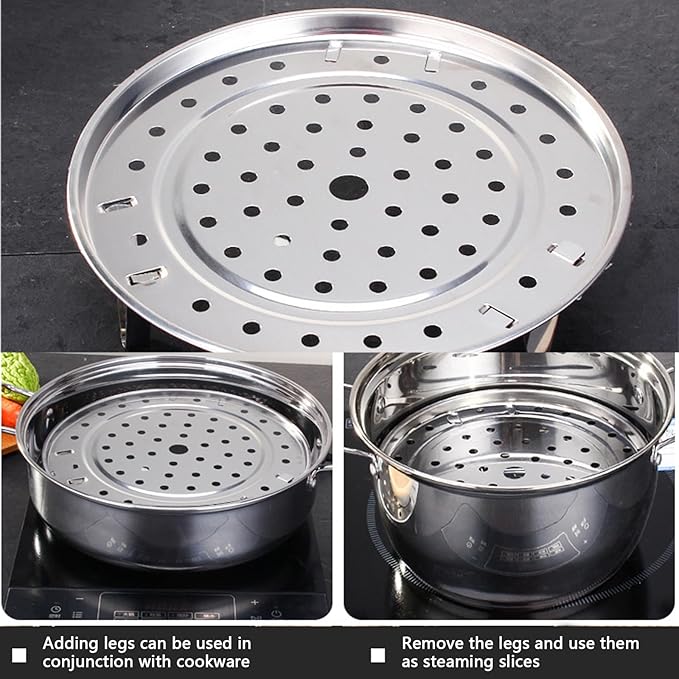 Stainless Steel 8.5 inch Steamer Basket with Removable Stand for Instant Pot Steamer Cooking, Silver 1PC