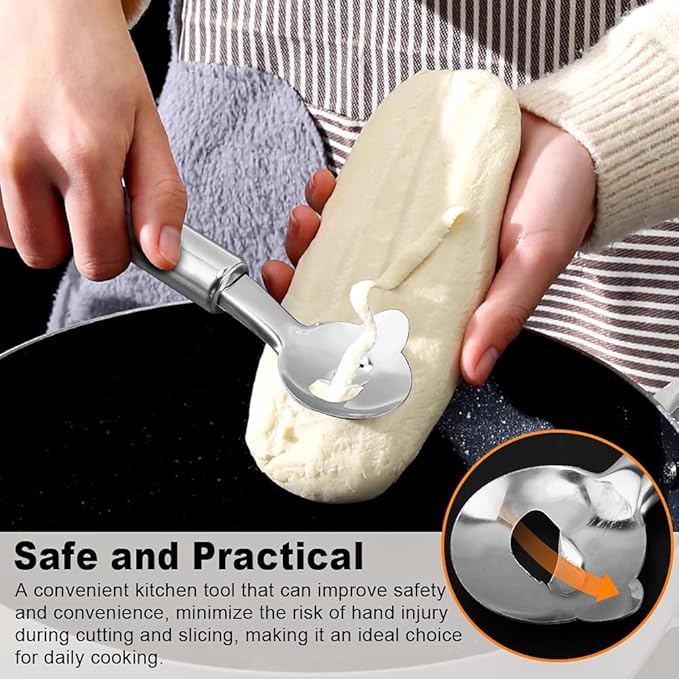 3Pcs Cactus Peeler Tool Stainless Steel Cuchara Pelador de Nopales Chinese Knife Sliced Noodle Tool for Kitchen Cooking Noodle