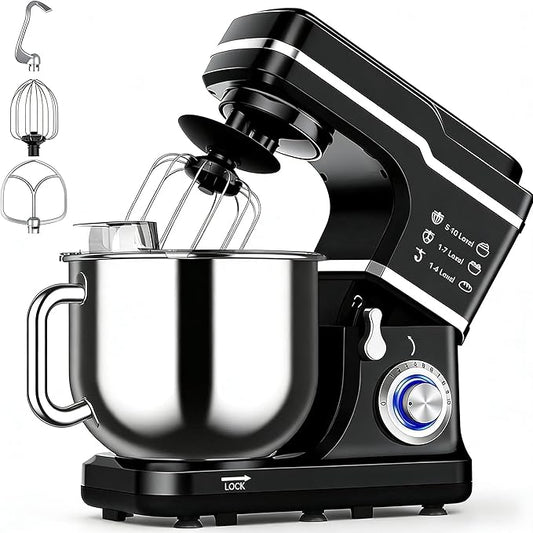 7.5QT Stand Mixer, 660W Powerful Electric Dough Mixer, 10-Speed Tilt-Head Kitchen Mixer with Stainless Steel Bowl, Whisk, Dough Hook, Beater, Splash Guard, Easy Clean, for Baking & Cooking
