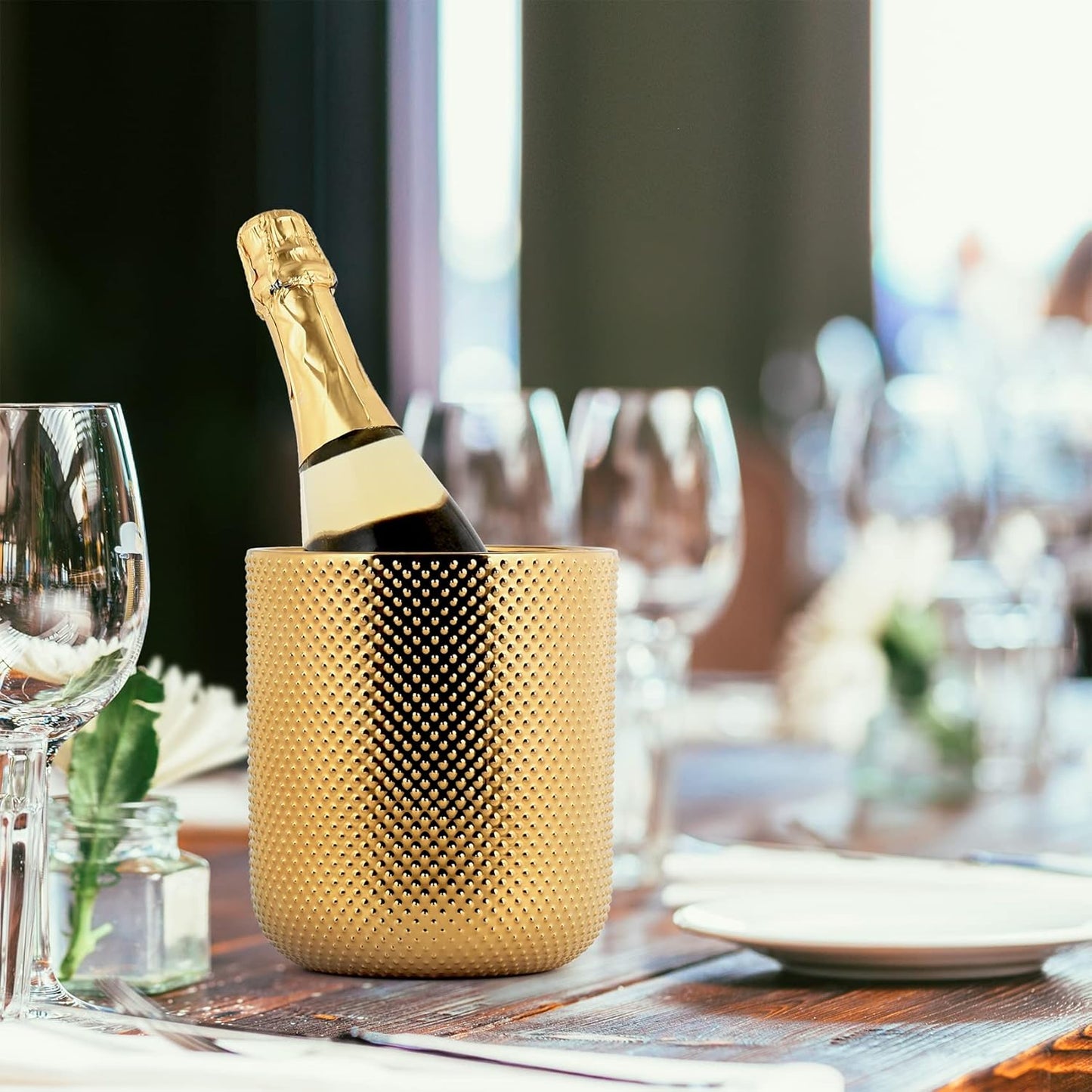 Ceramic Utensil Holder for Kitchen Counter, Gold Utensil Holder for Countertop, 5.1 W x 6.6 H inches