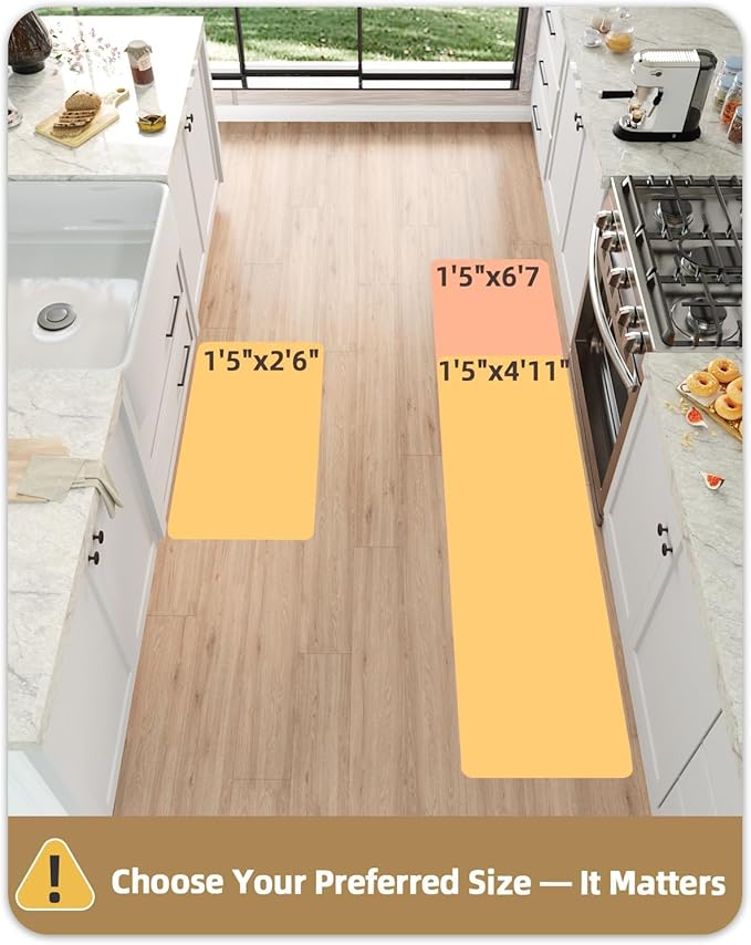 Color&Geometry Kitchen Rugs Set Kitchen Mats for Floor 2 Piece, 17"X29"+17"X59" Light Grey Kitchen Rugs Non Slip Washable with Rubber Backing, Quick Dry Low Pile Kitchen Runner Rug Kitchen Sink Mat