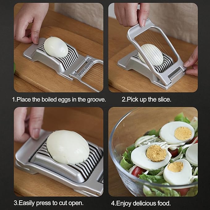 Egg Slicer for Hard Boiled Eggs, Heavy Duty Egg Cutter with Aluminum Alloy, Multi-functional Cutting Tool Kitchen Gadgets for Strawberry, Mushroom, Hard Boiled Eggs...