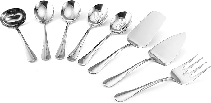 Gourmet Basics by Mikasa 5181046 Kaylee 8-Piece Stainless Steel Serving Set