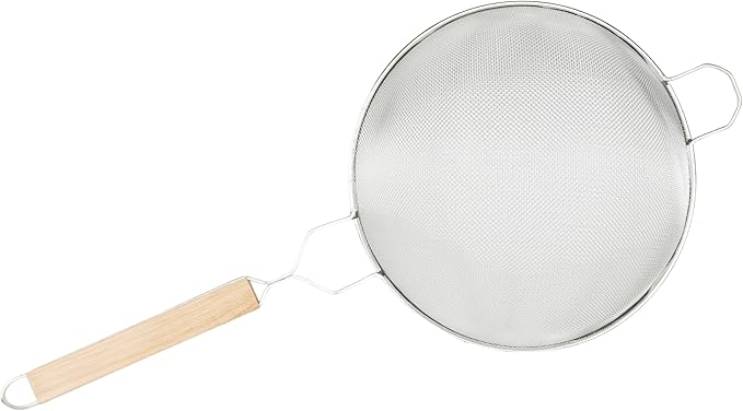 Winco Strainer, 10.25-Inch Diameter, Medium Single Mesh, Nickel, Tan