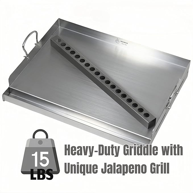 Universal Stainless Steel Flat Top Griddle Insert for Gas & Charcoal Grills – Nonstick, Even Heating & Easy Clean, Includes Turner & Scraper, Ideal for Outdoor BBQ, Tailgating & Camping, 23" x 16"