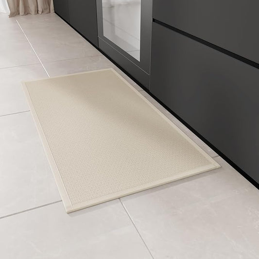 Kitchen Rug, Rubber Non Slip Kitchen Rugs Washable, Absorbent Runner Mat for Floor, Machine Washable Standing Mats for in Front of Sink, Door, Laundry, Entryway, Hallway (Beige, 30" × 17.3")