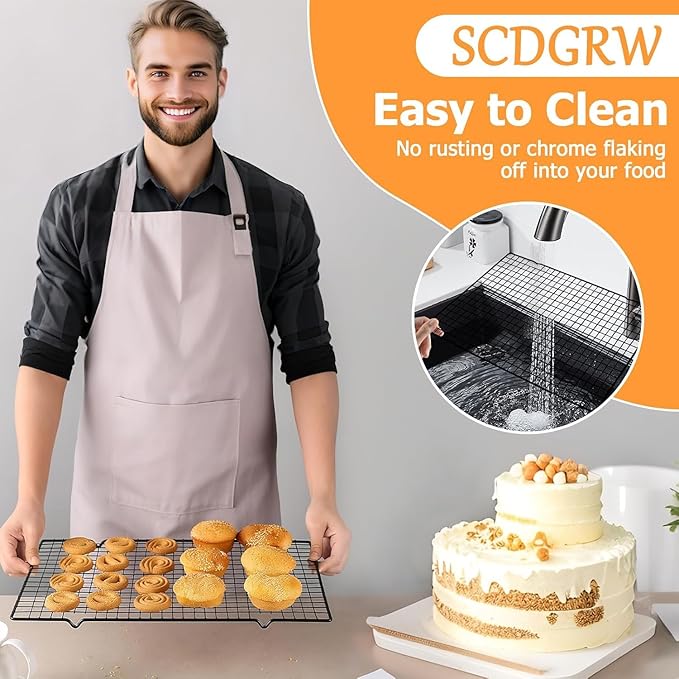 Cooling Rack Set of 1, 10" x 16" No Warp Heavy Duty Stainless Steel Baking Rack - Fits Half Sheet Pan, Oven Safe 575°F,for Baking, Roasting & Dehydrating, Dishwasher Safe