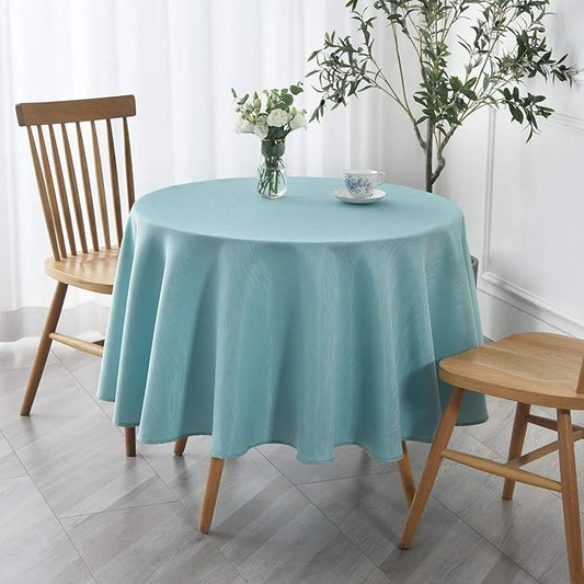 maxmill Jacquard Round Table Cloth Swirl Design Waterproof Antiwrinkle Spillproof Heavy Weight Soft Tablecloth for Circular Table Cover and Kitchen Dinning Tabletop Round 70 Inch Turquoise