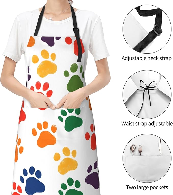 Apron with Pockets Aprons for Women Men Kitchen Chef Apron for Cooking Gardening Server Waitress Painting