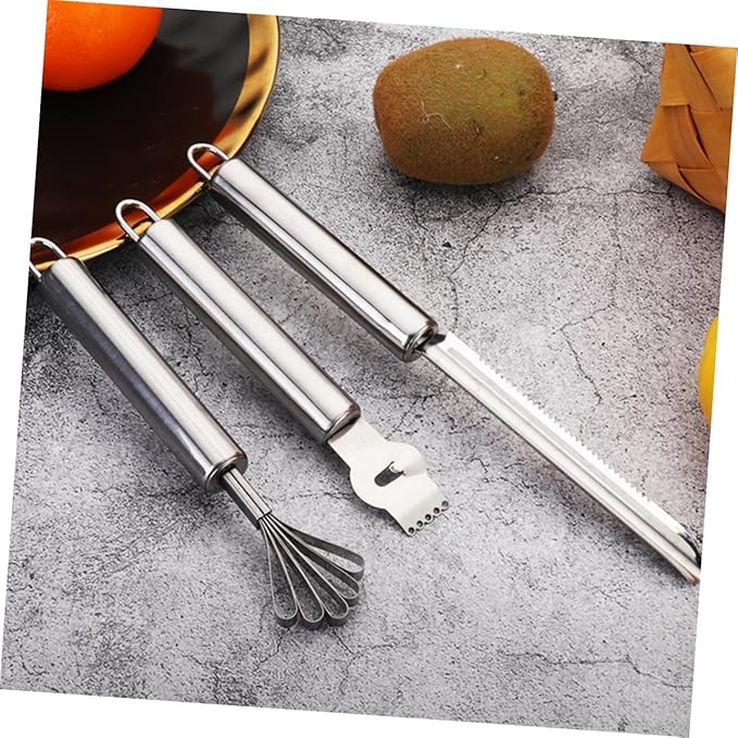 GLEAVI Stainless Steel Lemon Zester Ergonomic Handle 3-Piece Kitchen Grater Set for Citrus Pineapple and Fruit Peeling for Home Cooking