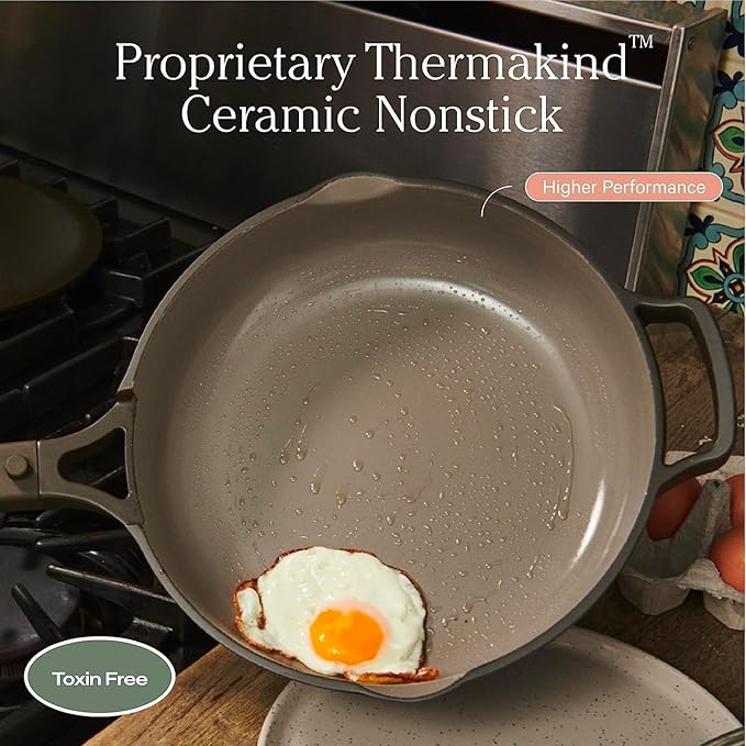 Our Place Mini Always Pan | 8.5" Ceramic Pan with Modular Lid & Beechwood Spatula | Patented 10-in-1 Nonstick, Non-Toxic Cookware Made Without PFAS | Induction & Oven-Safe up to 450°F | Sage