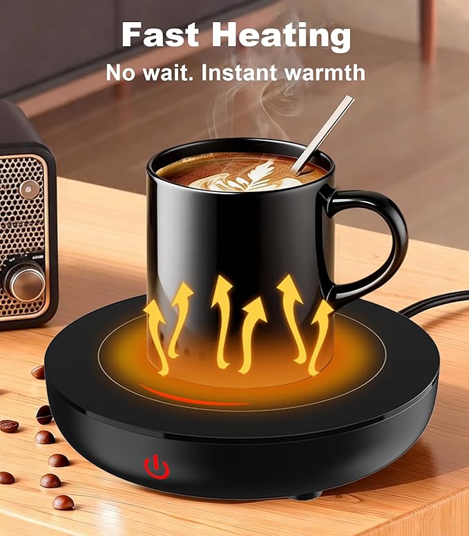 Kepwam Coffee Mug Warmer for Desk, 3-Temp Fast Heating Cup Warmer with 6H Auto Shut Off, LED Light & Smart Candle Warmer for All Beverages, Ideal Gifts for Women Men